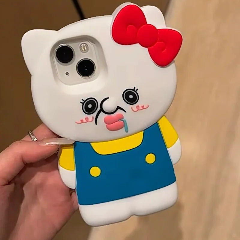 Cute cartoon 3D Bangbang KT Suitable For iPhone 14 Pro Max Phone Case Anti Drop Full Package 11 12 13 14 15 Soft Case Phone Prot