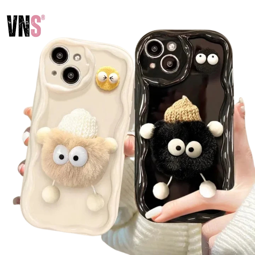 3D Fluffy Plush Briquettes Phone Case For Samsung Galaxy A54 A34 A24 A14 A13 A53 A33 A73 A23 A52 A52S A32 A22 A12 A51 A71 Cover