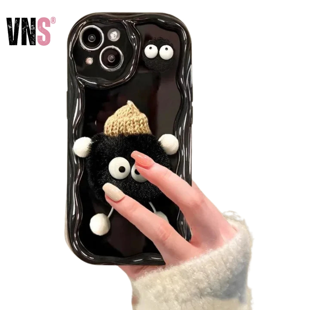 3D Fluffy Plush Briquettes Phone Case For Samsung Galaxy A54 A34 A24 A14 A13 A53 A33 A73 A23 A52 A52S A32 A22 A12 A51 A71 Cover