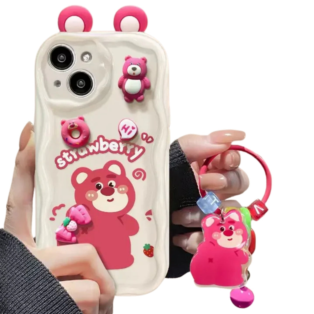 Cartoon Phone Case for iPhone 15 14 Pro Max 13 Mini 12 11 X XS XR 7 8 Plus Wave TPU With Pendant Cover
