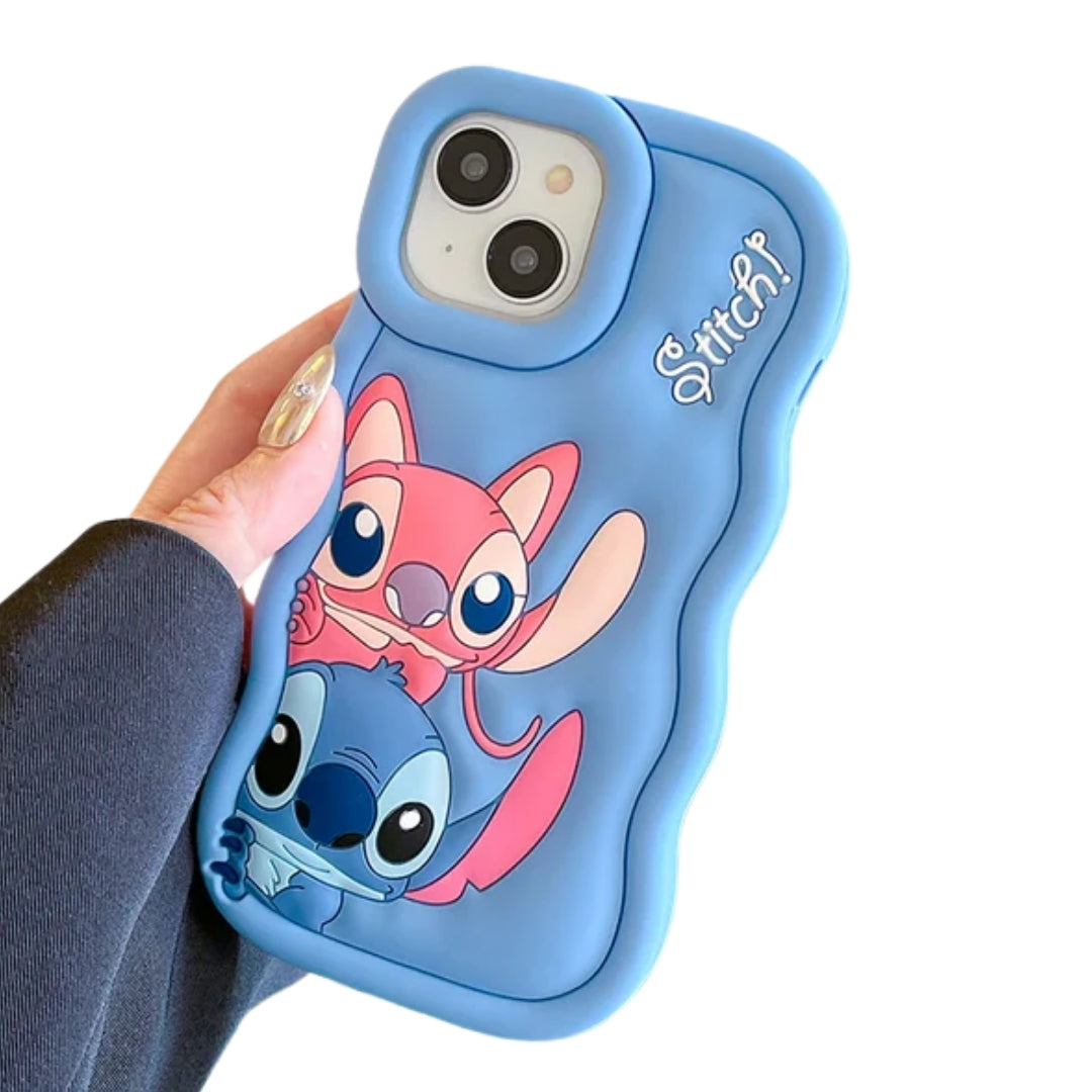 Case for iPhone X XS XR 11 12 13 Pro 14 Plus 15 Pro Max 3D Cartoon Silicon Wave Side Soft Phone Case