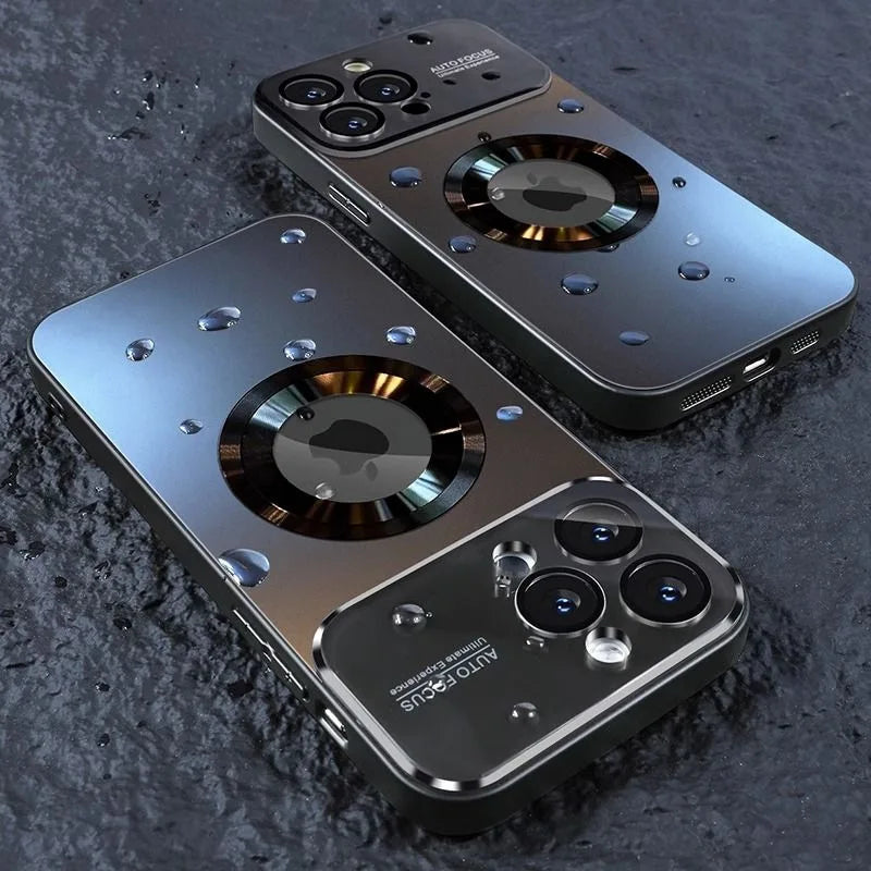 Fashionable Large Window Magnetic Phone Case,For iPhone 16 15 14 13 Pro Max, With Lens Protector,Magsafe Wireless Charging Case