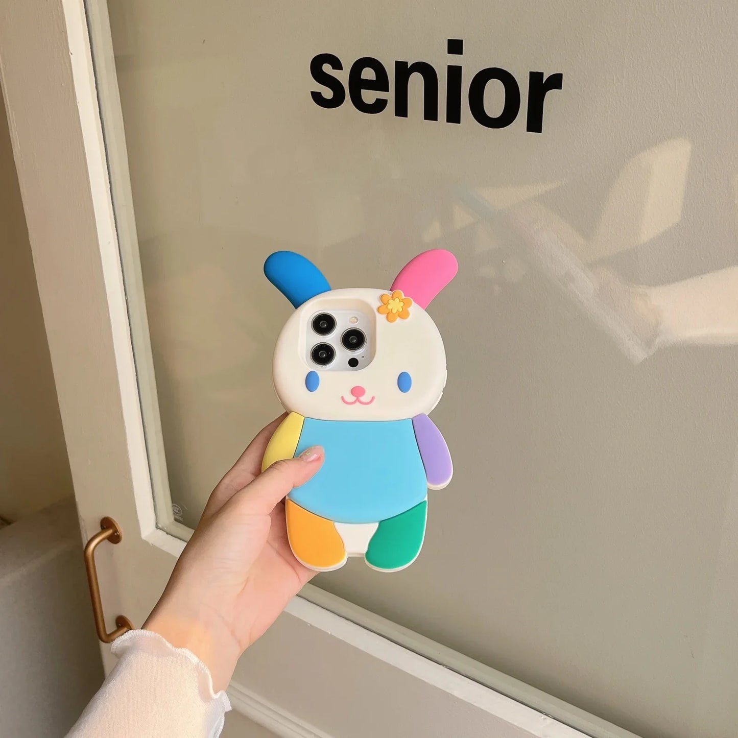 Cute Cartoon 3D rabbit Phone Case for IPhone 16 15 14 13 12Pro Max Plus Shockproof Silicone Soft High Quality Back Cover