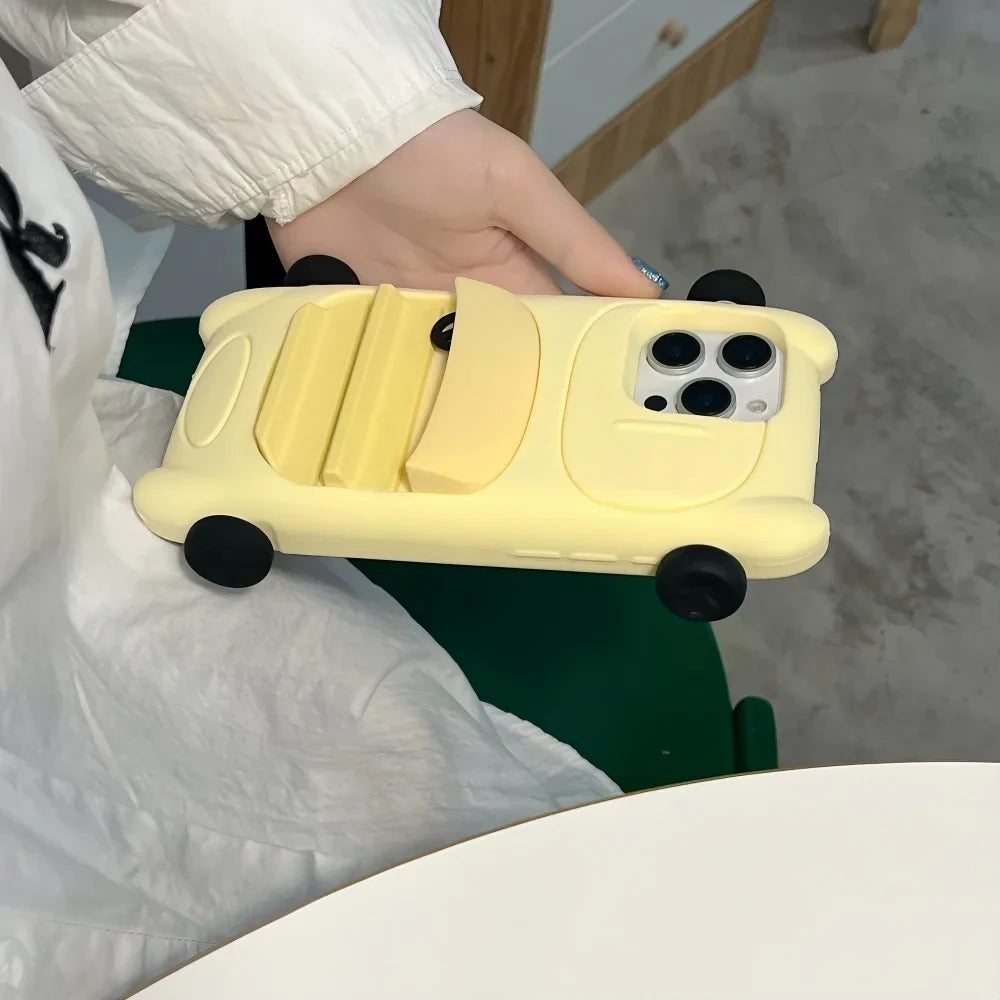 Cute Cartoon 3D Sports Car Model Phone Case for IPhone 16 15 14 13 Pro Max Plus Shockproof Silicone Soft High Quality Back Cover
