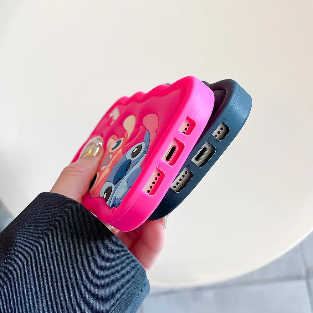Case for iPhone X XS XR 11 12 13 Pro 14 Plus 15 Pro Max 3D Cartoon Silicon Wave Side Soft Phone Case