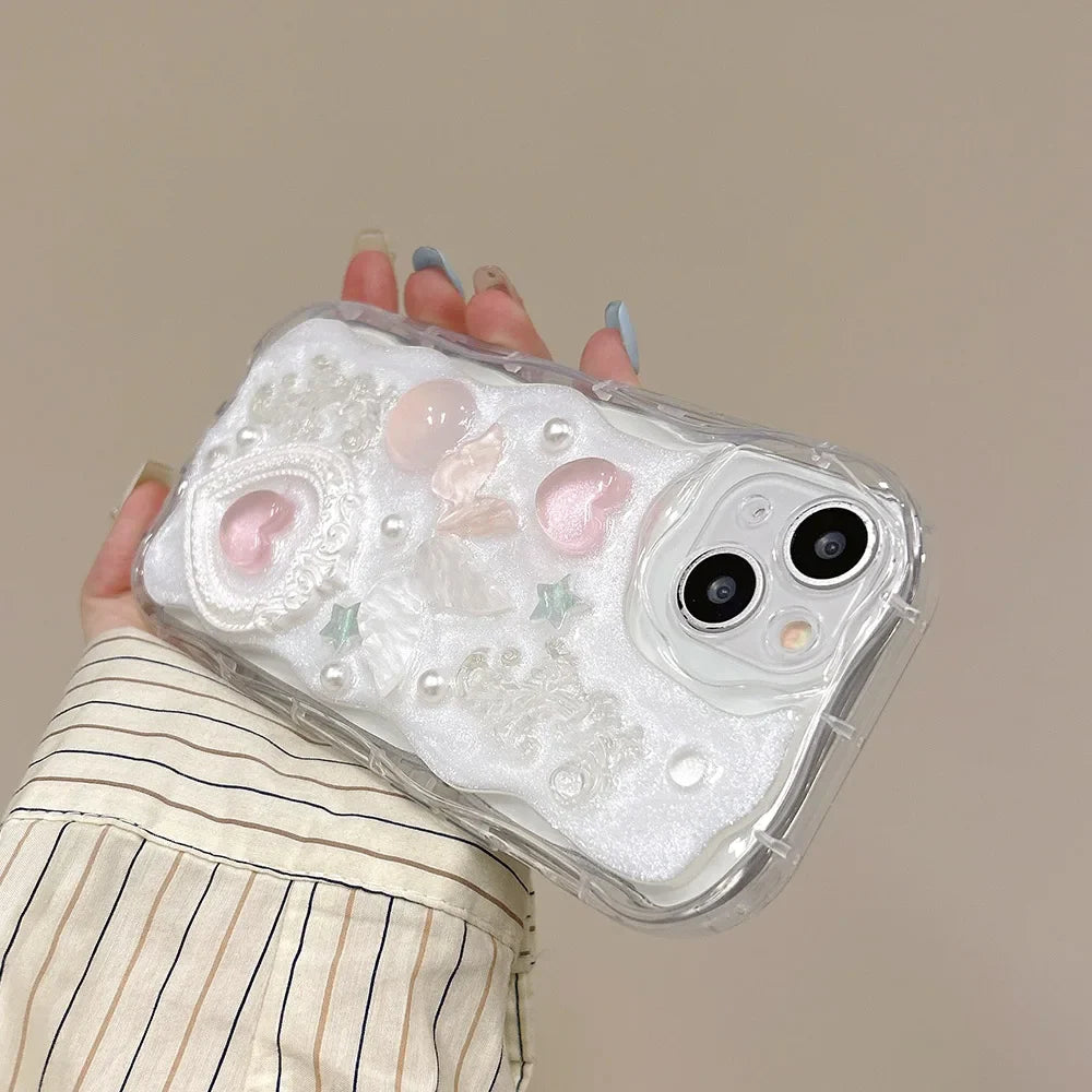 3D Butterfly Cartoon Heart Phone Case For iPhone 16 15 14 13 12 Pro Max Luxurious Lovely Soft Shockproof Back Cover
