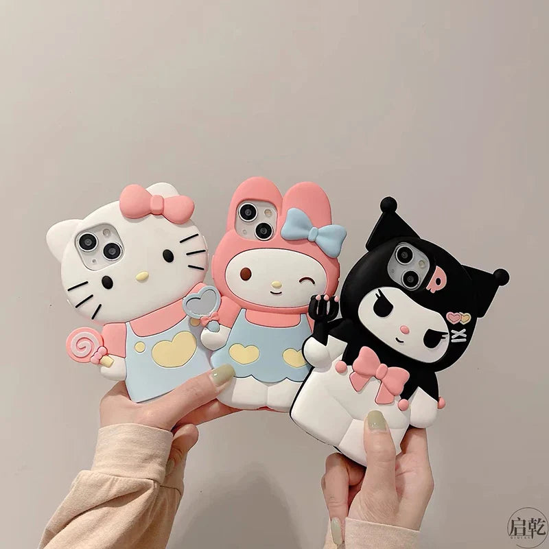 For iPhone 15 Plus 14 Pro Max 12 11 13 Pro X XS XR 12 Max 3D Family Cartoon Silicon Soft Phone Case