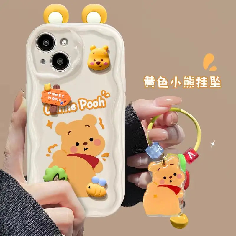 Cartoon Phone Case for iPhone 15 14 Pro Max 13 Mini 12 11 X XS XR 7 8 Plus Wave TPU With Pendant Cover