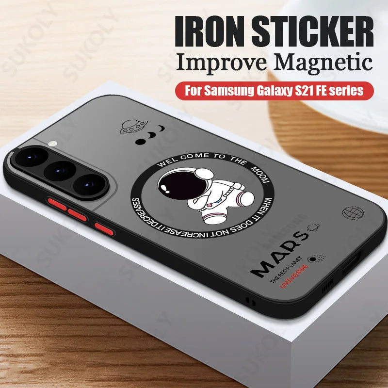 Magnetic For Magsafe Astronaut Case For Samsung Galaxy S23 S22 Ultra S22 Plus S21 S20 FE S24 Ultra Slim Hard PC Back S25 Cover