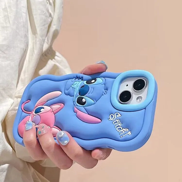 3D Cartoon Silicon Wave Side Soft Phone Case for iPhone 11 12 Mini 13 Pro 14 Plus 15 Pro Max X XS XR 7 8 6 6s Plus SE